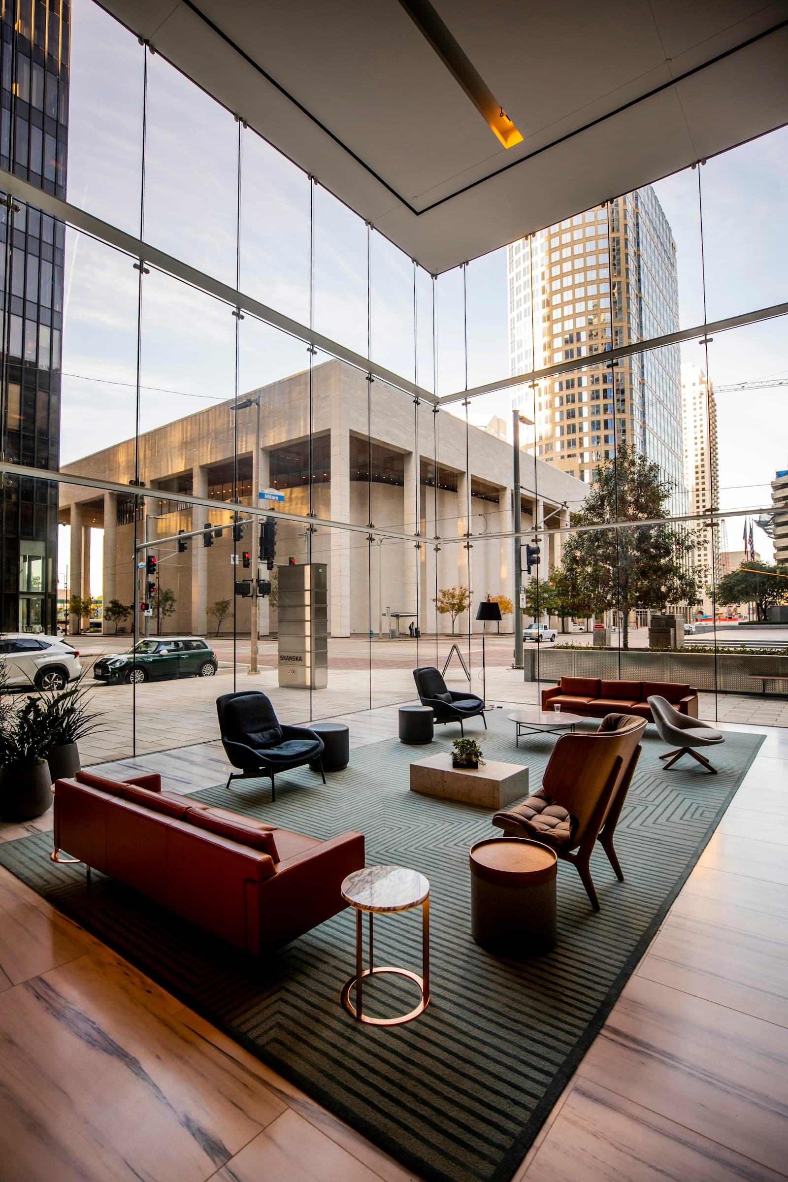 Modern office reception and workspace